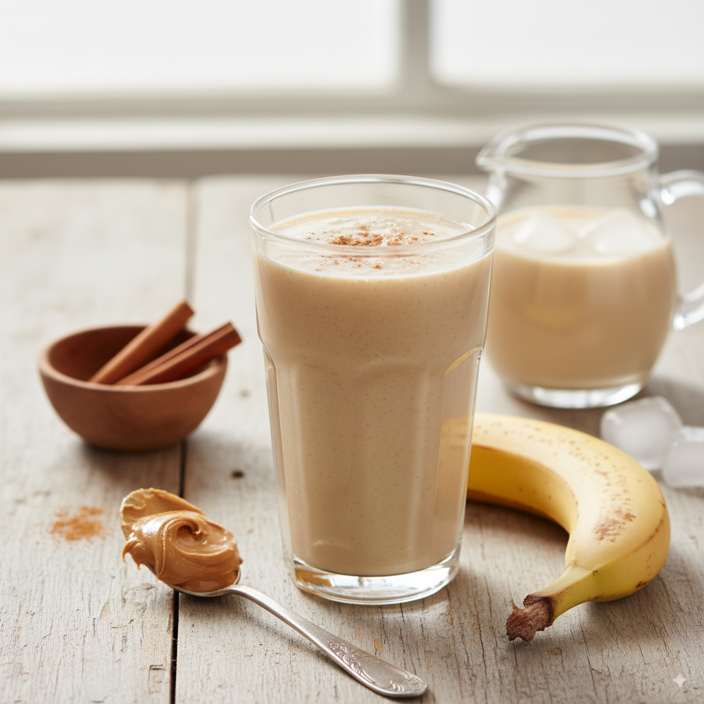 Batido de plátano y crema de cacahuete en Milk Away Sevilla